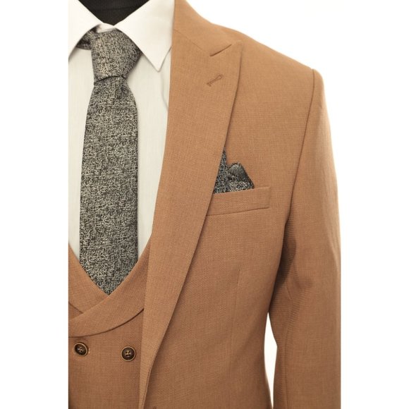 Derman Cinnamon Patterned Fabric Luxury Suit 3 Pieces - Picture 4 of 6